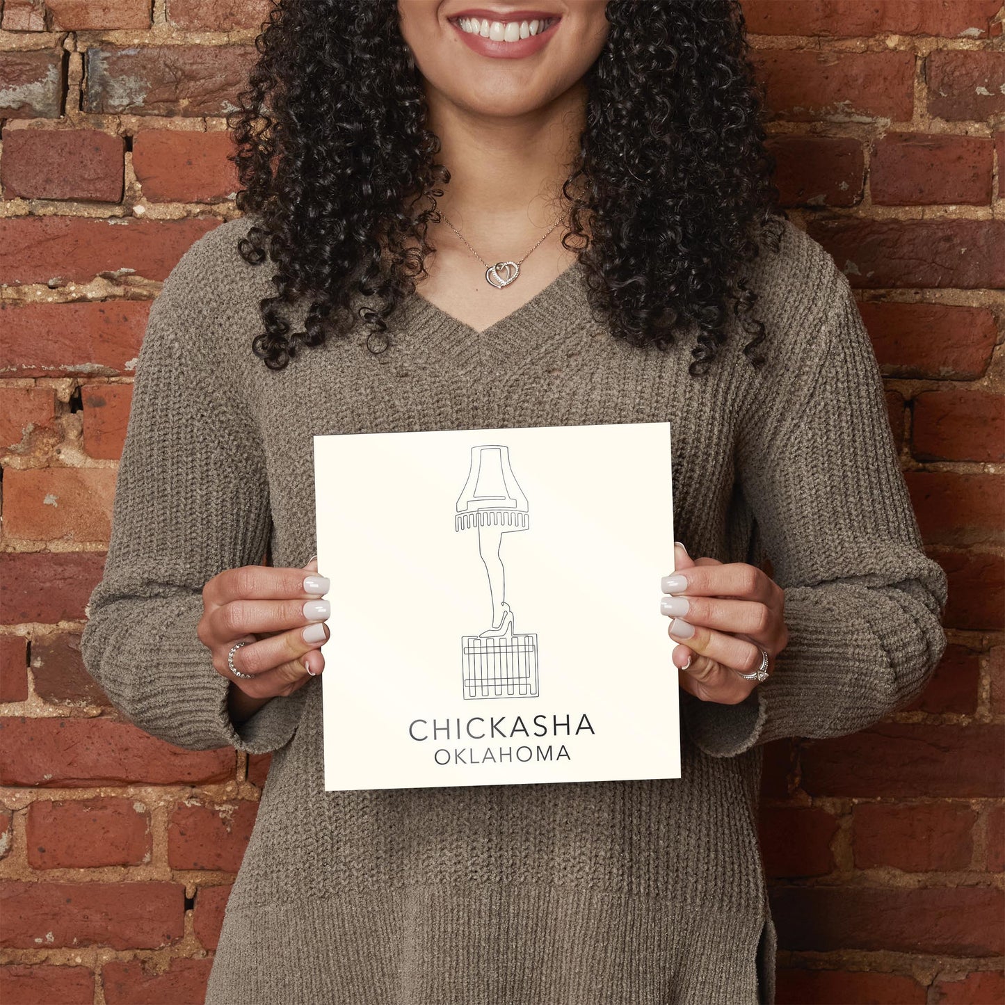 Modern Minimalist Oklahoma Chickasha Leg Lamp | Hi-Def Glass Art | Eaches | Min 2