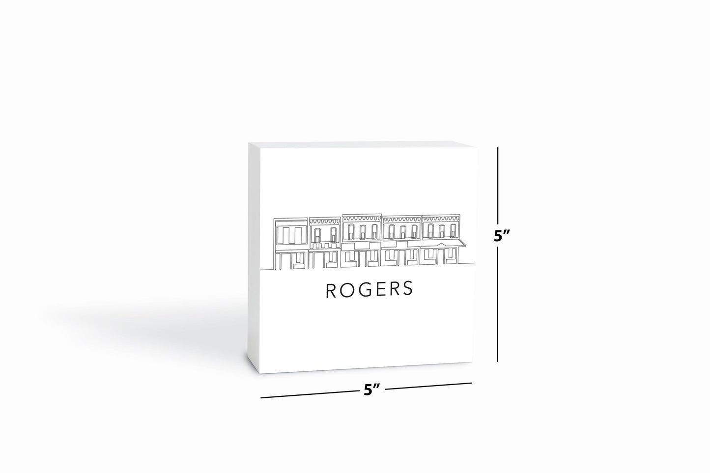 Minimalist B&W Arkansas Rogers Skyline | Wood Block | Eaches | Min 4