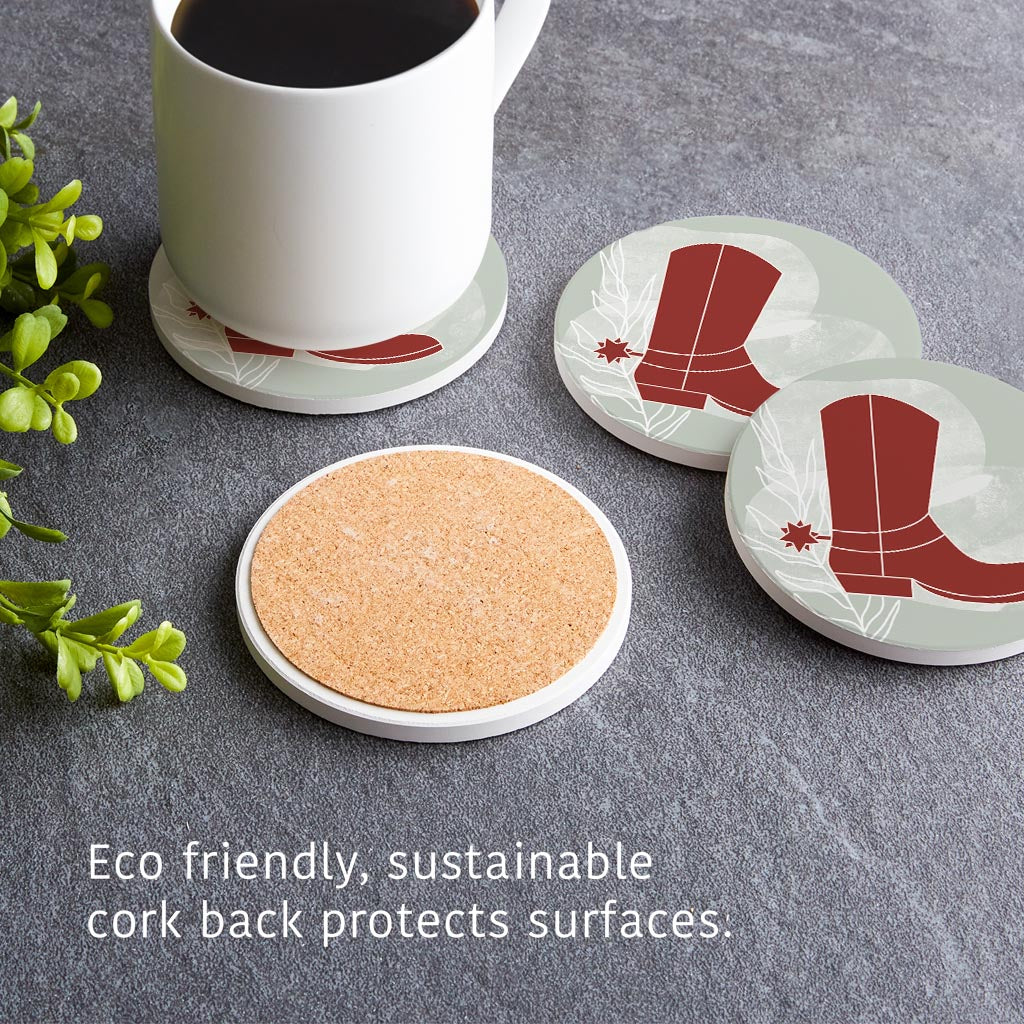 Modern Minimalist Oklahoma Boot | Absorbent Coasters | Set of 4 | Min 2
