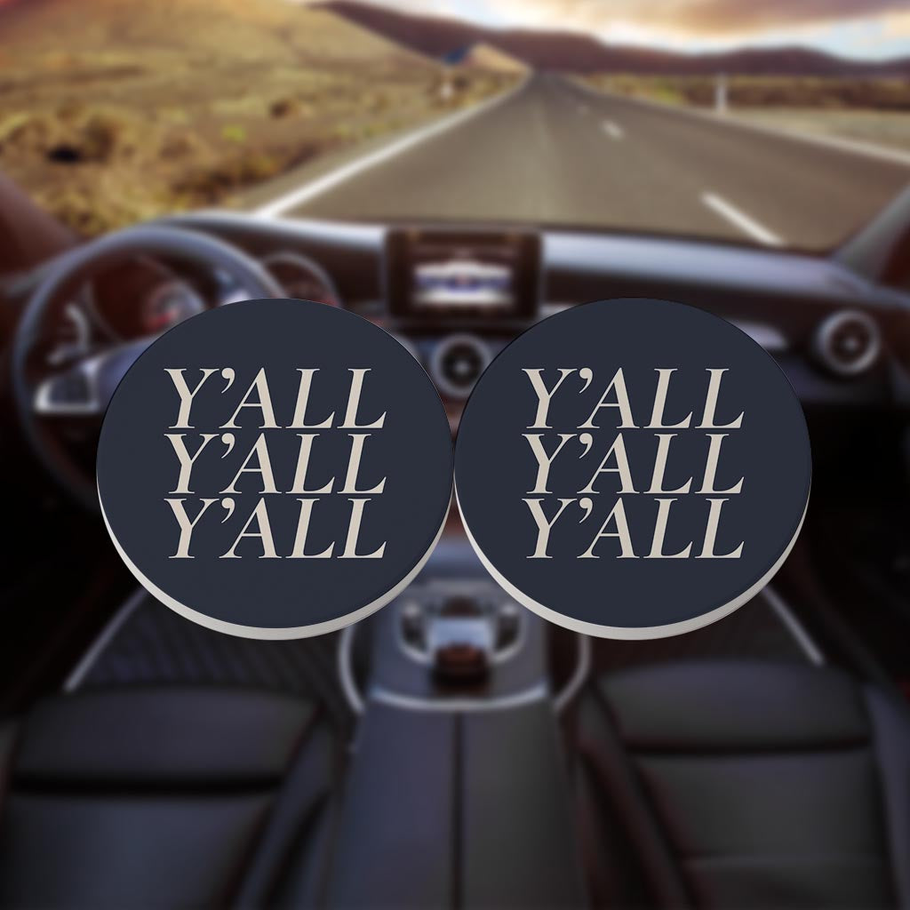 Modern Minimalist Texas Yall | Absorbent Car Coasters | Set of 2 | Min 4