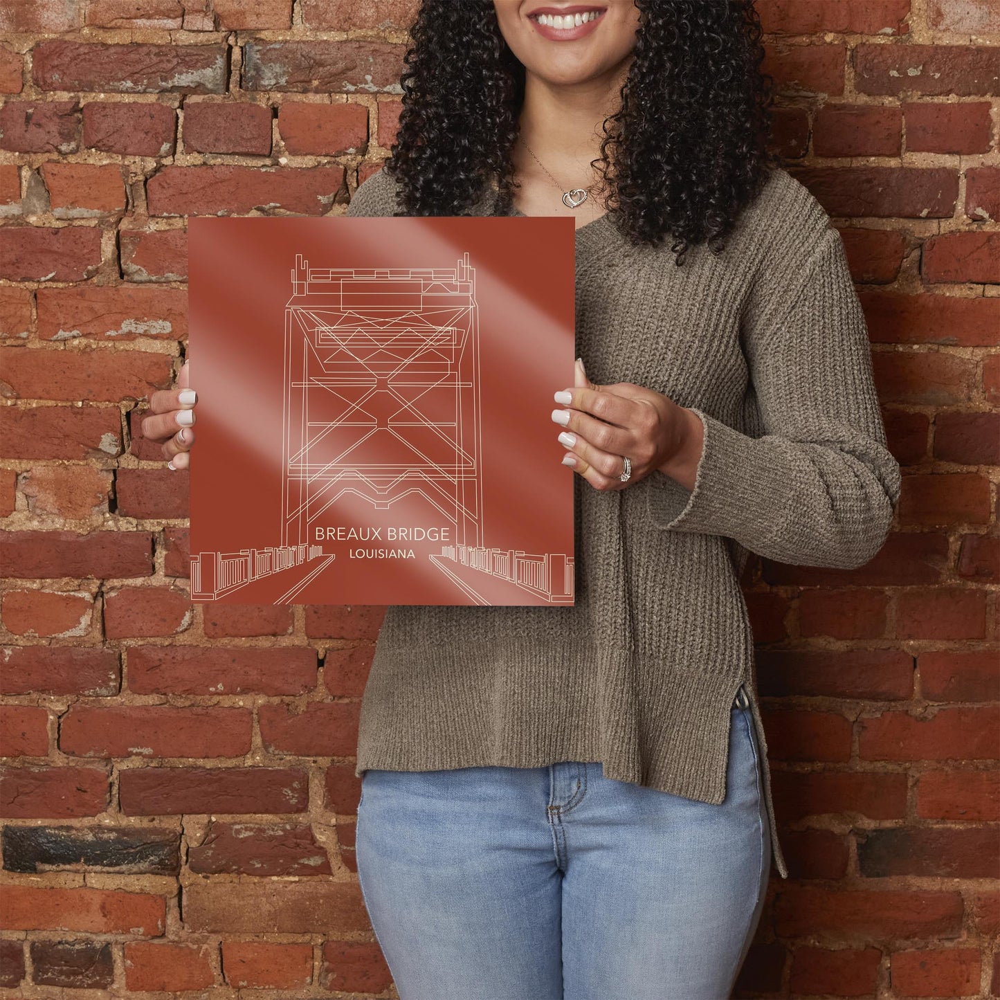 Modern Minimalist Louisiana Breaux Bridge Line Drawing | Hi-Def Glass Art | Eaches | Min 1