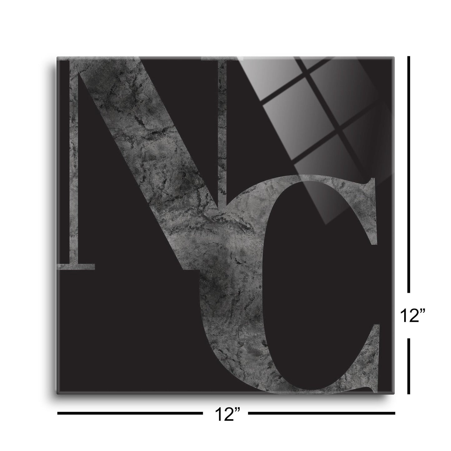 Minimalistic B&W North Carolina Black Initials | Hi-Def Glass Art | Eaches | Min 1