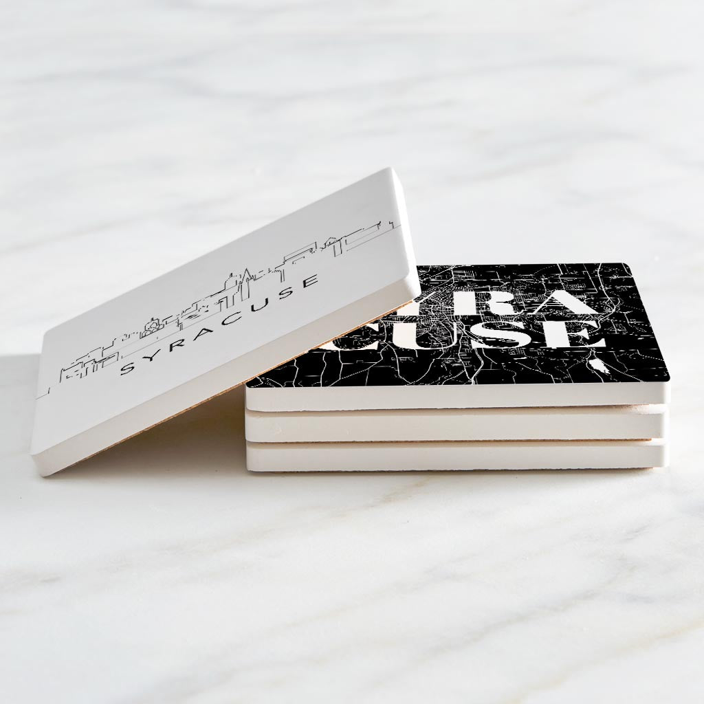 Minimalistic B&W New York Syracuse State| Absorbent Coasters | Set of 4 | Min 2