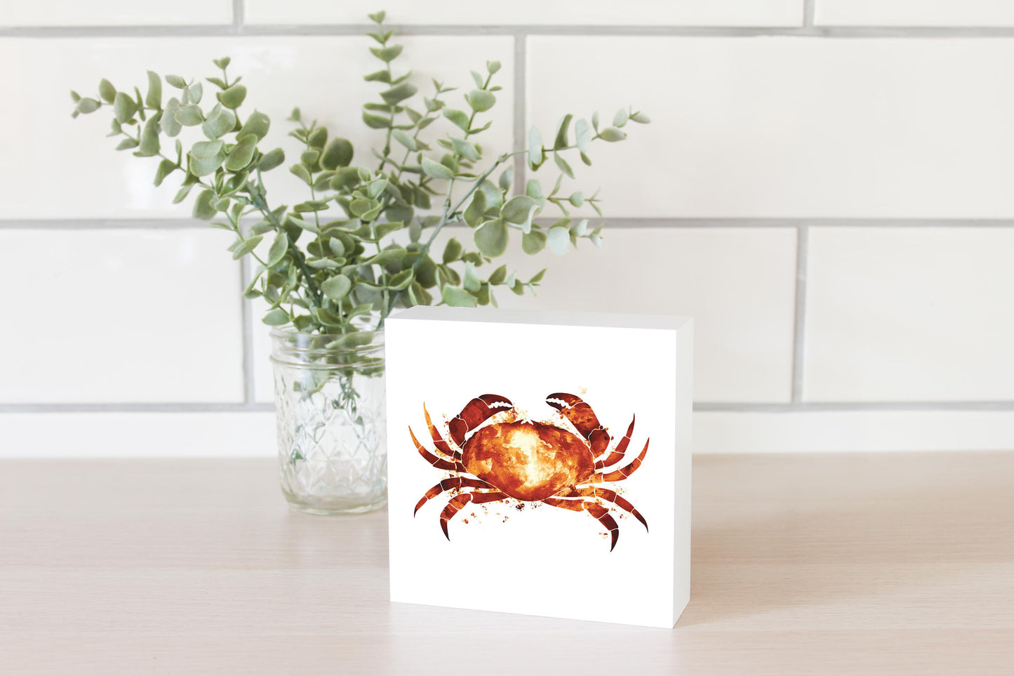 East Coast Water Color Crab | Wood Block | Eaches | Min 4