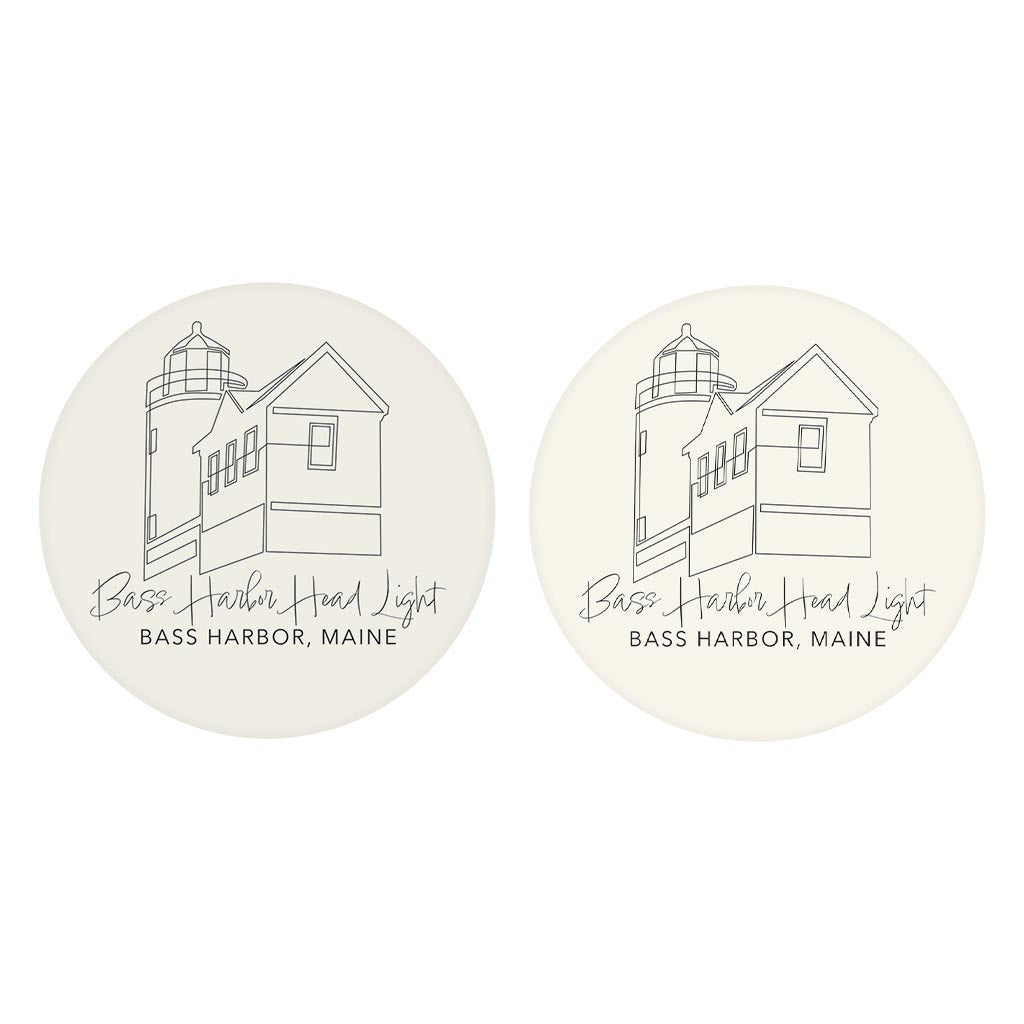 Bass Harbor Head Light | Absorbent Car Coasters | Set of 2 | Min 4