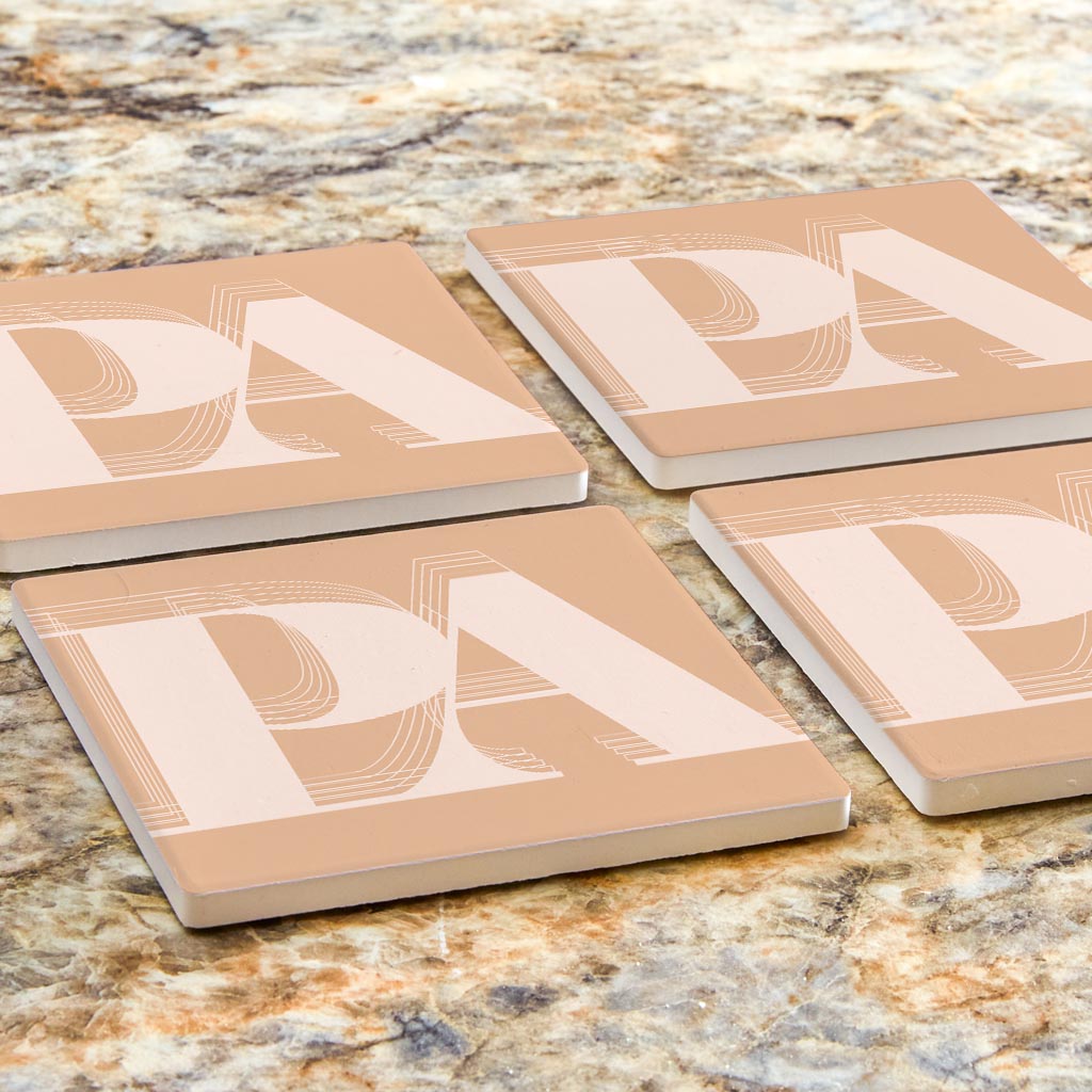 Modern Minimalist Pennsylvania Pa Initials Light | Absorbent Coasters | Set of 4 | Min 2