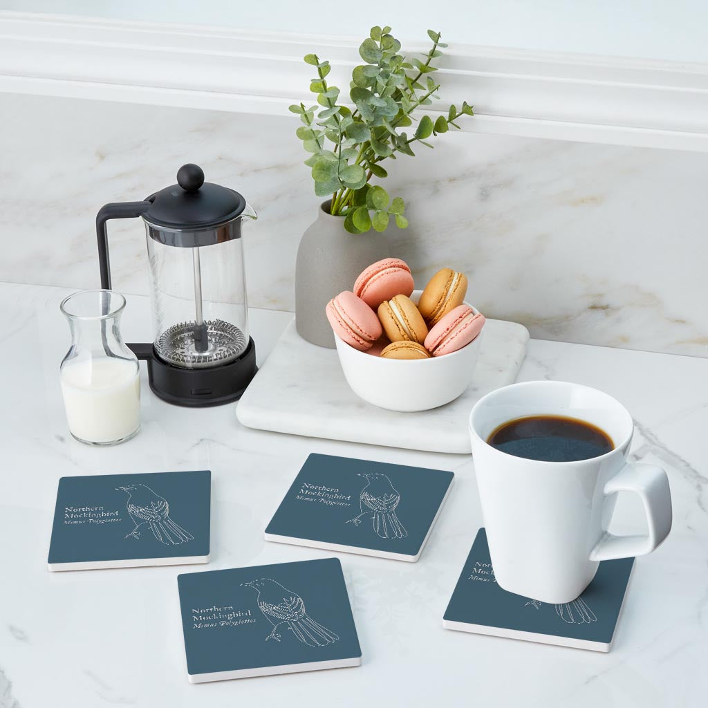 Modern Minimalist Arkansas Mockingbird | Absorbent Coasters | Set of 4 | Min 2