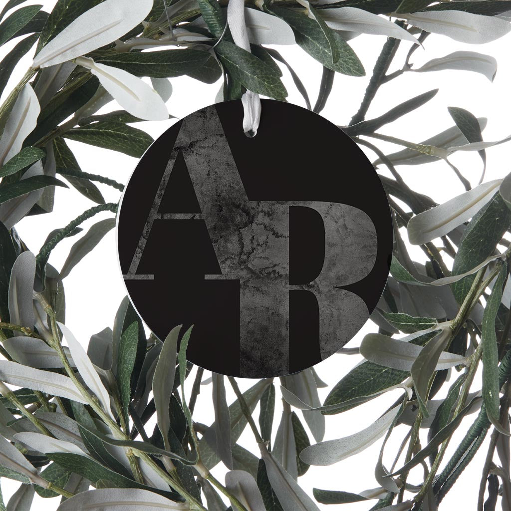 B&W Minimalist Arkansas Black Initials | Wood Ornament | Eaches | Min 6