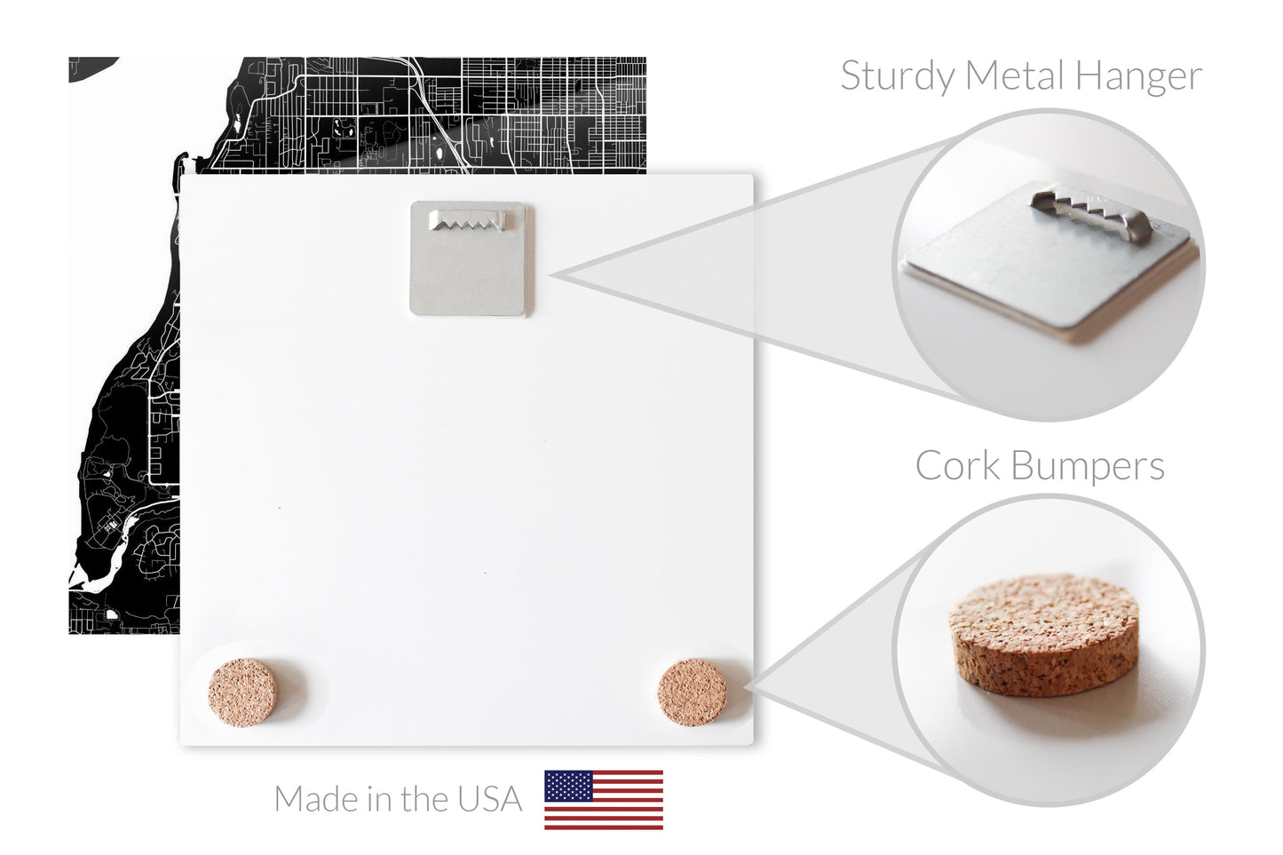 Minimalistic B&W Washington University Place Map | Hi-Def Glass Art | Eaches | Min 1