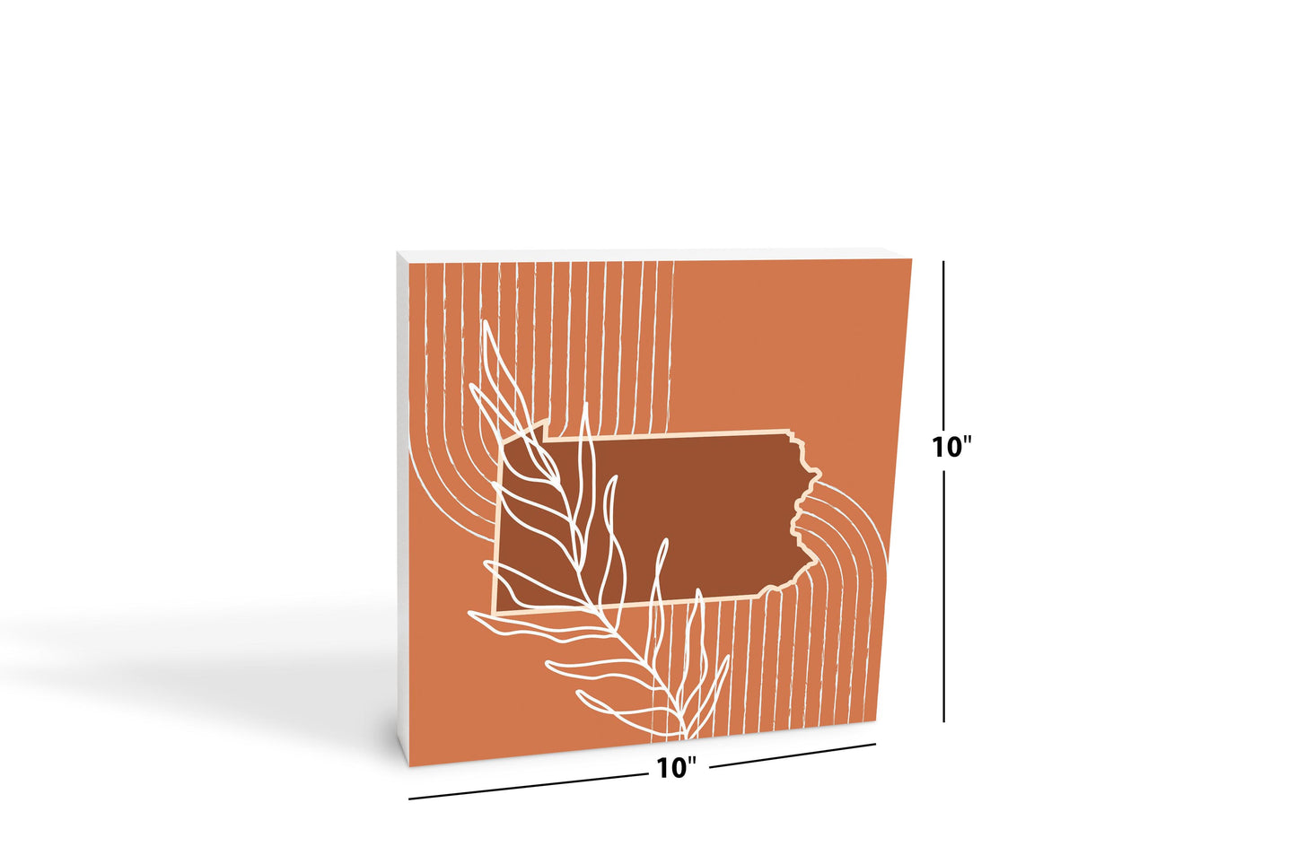 Modern Minimalist Pennsylvania State Leaf | Wood Block | Eaches | Min 2