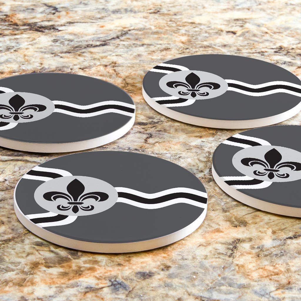 Minimalist B&W Missouri St Louis Flag | Absorbent Coasters | Set of 4 | Min 2