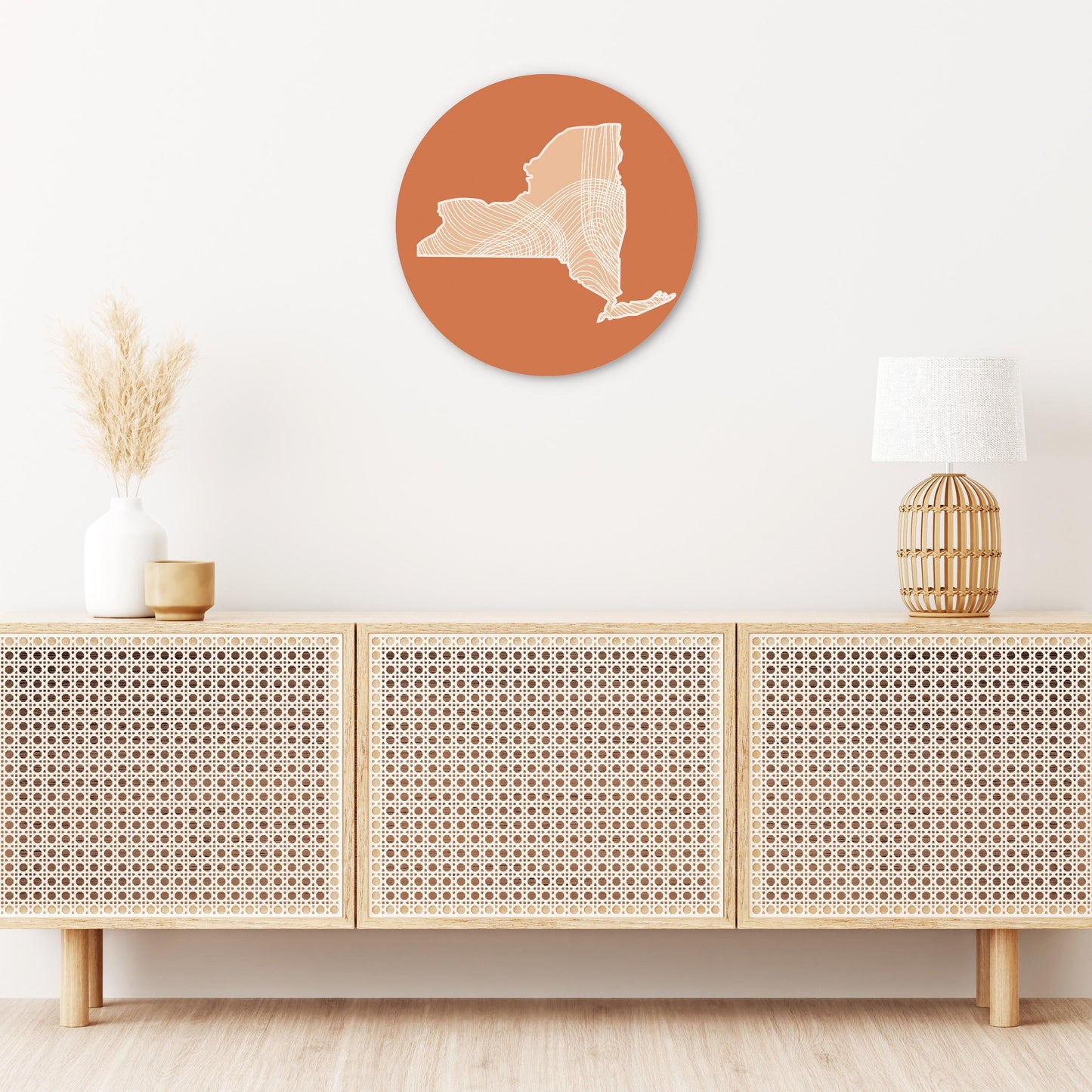 Modern Minimalist New York State Fluid Lines Dark | Wood Sign | Eaches | Min 1