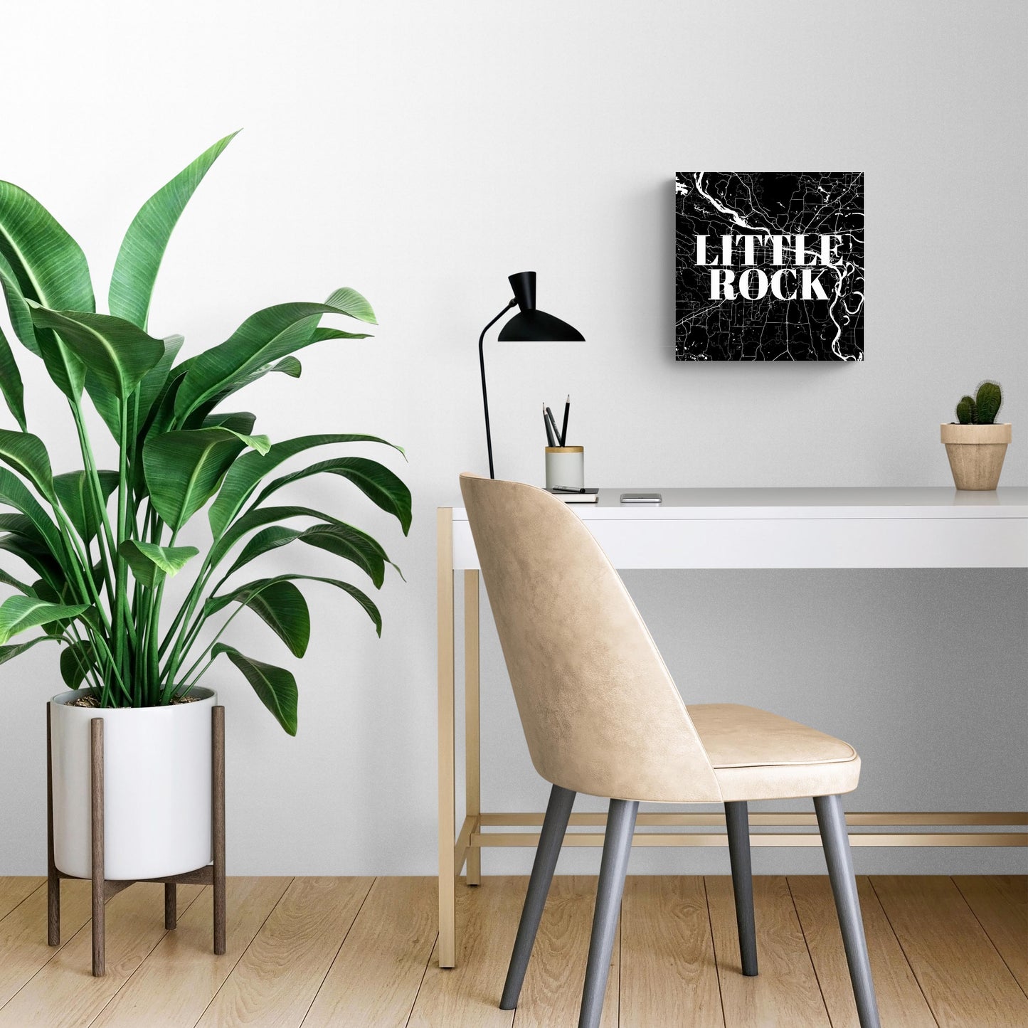 B&W Minimalist Arkansas Little Rock Map | Wood Sign | Eaches | Min 2