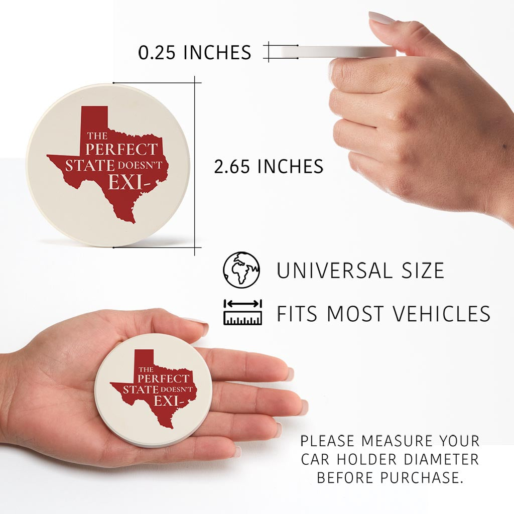Modern Minimalist Texas Colors Perfect State | Absorbent Car Coasters | Set of 2 | Min 4