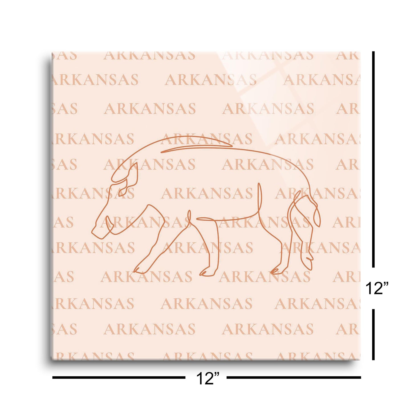 Modern Minimalist Arkansas Hog Line Drawing | Hi-Def Glass Art | Eaches | Min 1