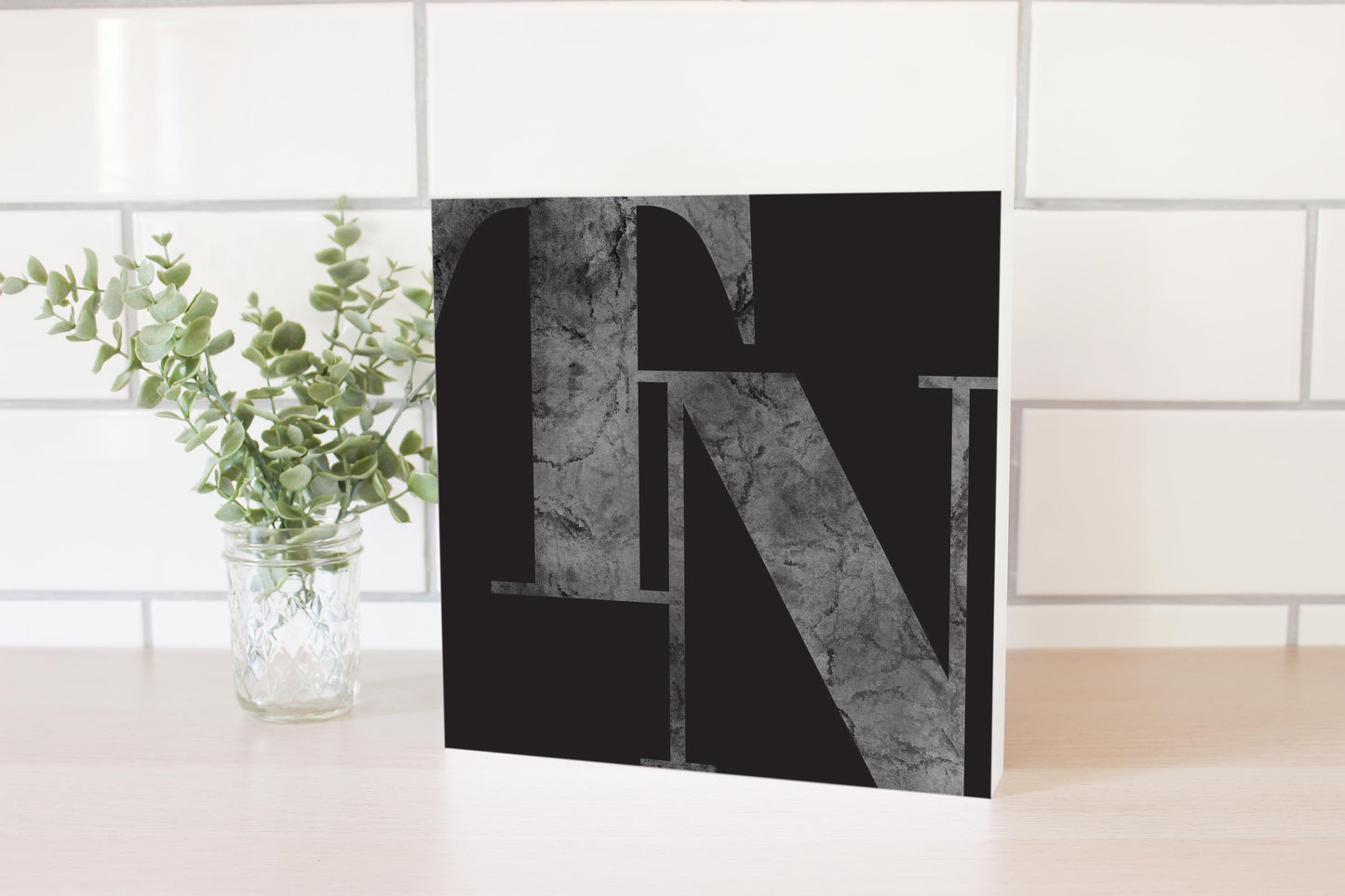 Minimalist B&W Tennessee Black Initials | Wood Block | Eaches | Min 2