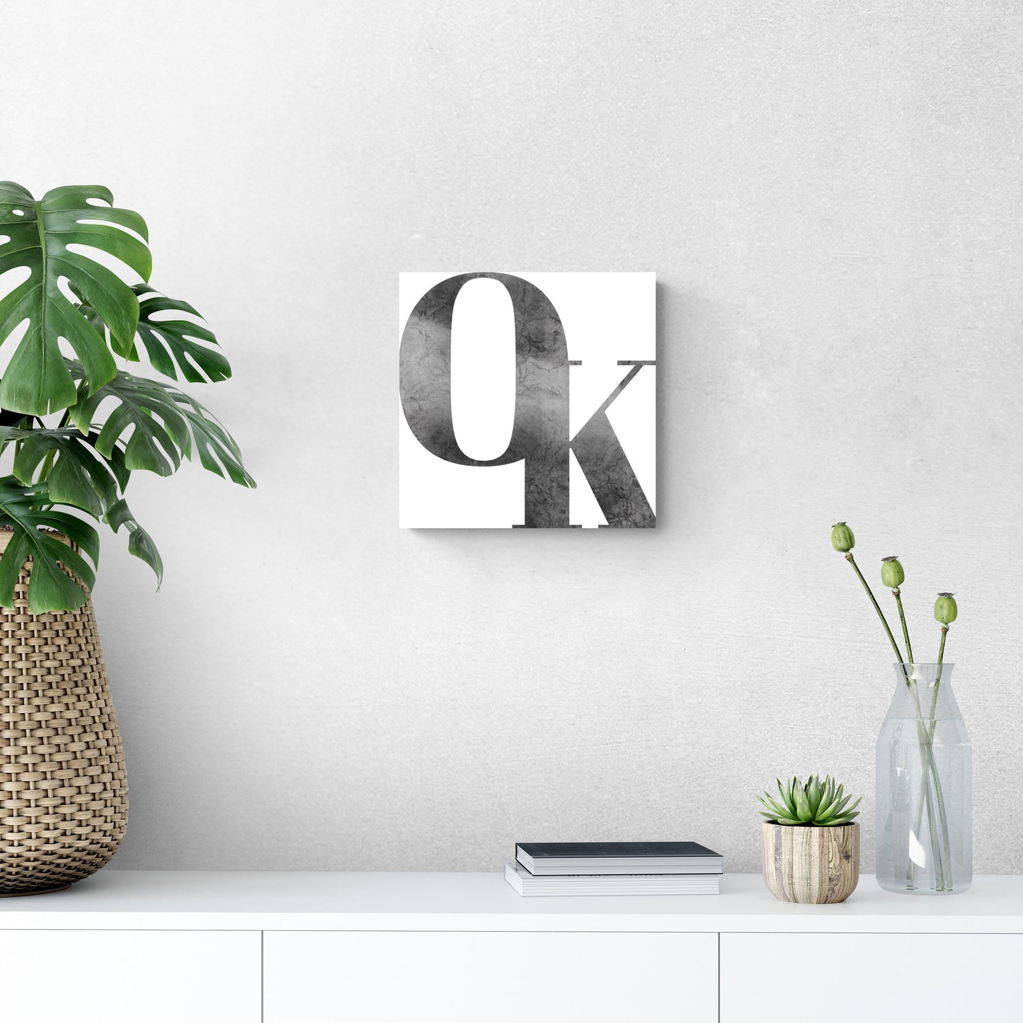 Modern White Oklahoma Initials | Hi-Def Glass Art | Eaches | Min 1