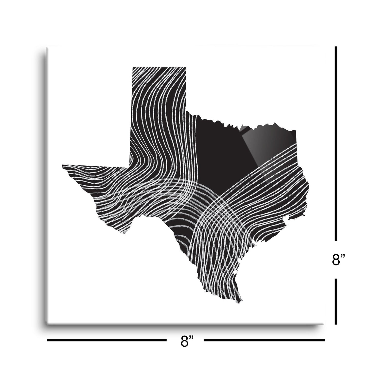 Modern Texas State Shape With Fluid Lines | Hi-Def Glass Art | Eaches | Min 2