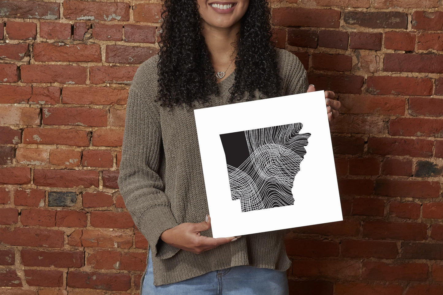 B&W Minimalist Arkansas Fluid Lines | Wood Sign | Eaches | Min 2