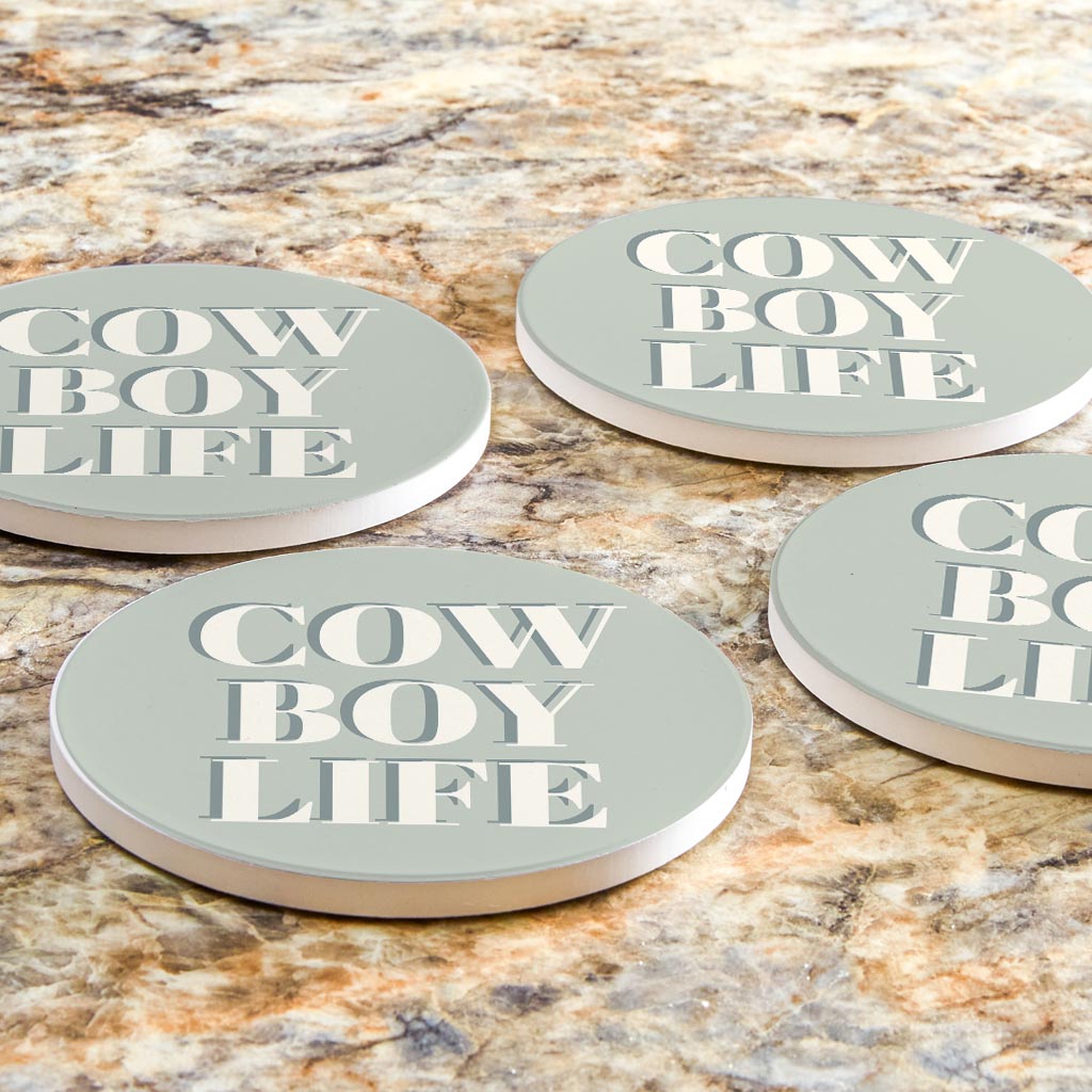 Modern Minimalist Oklahoma Cowboy Life | Absorbent Coasters | Set of 4 | Min 2