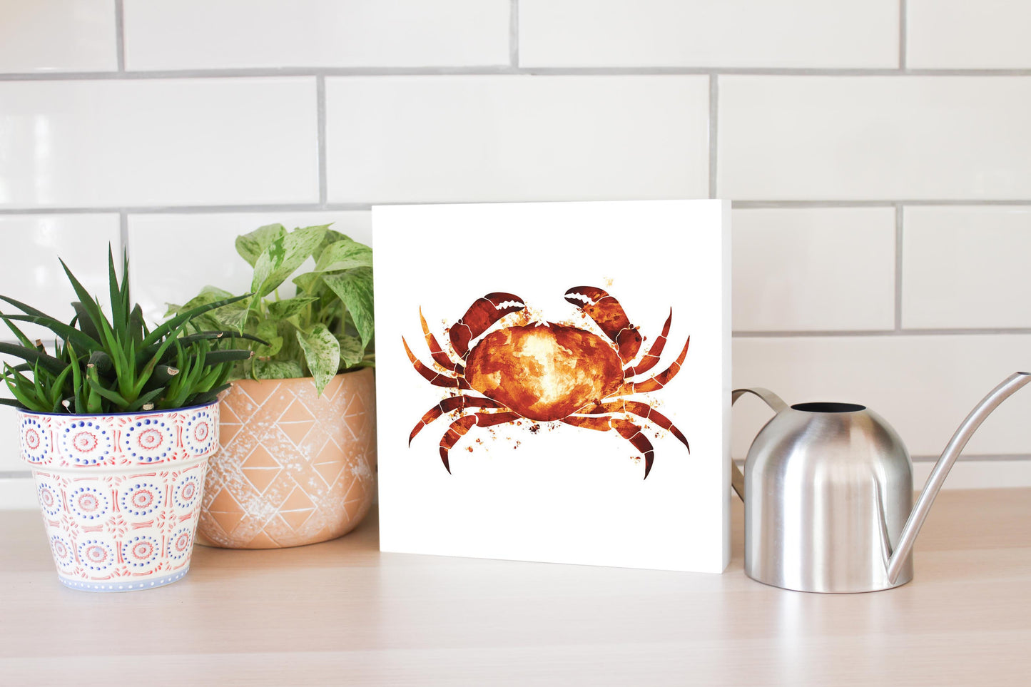 East Coast Water Color Crab | Wood Block | Eaches | Min 2