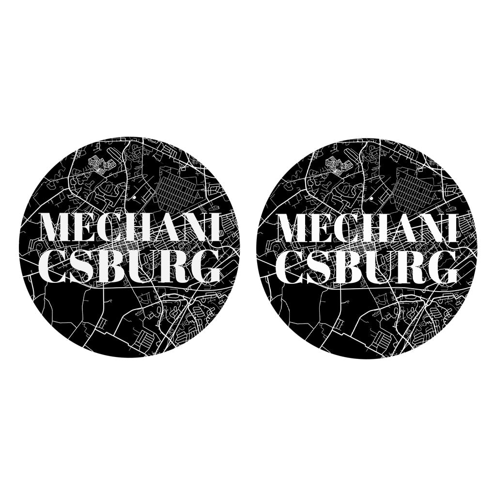 Minimalistic B&W Pennsylvania Mechanicsburg Map | Absorbent Car Coasters | Set of 2 | Min 4