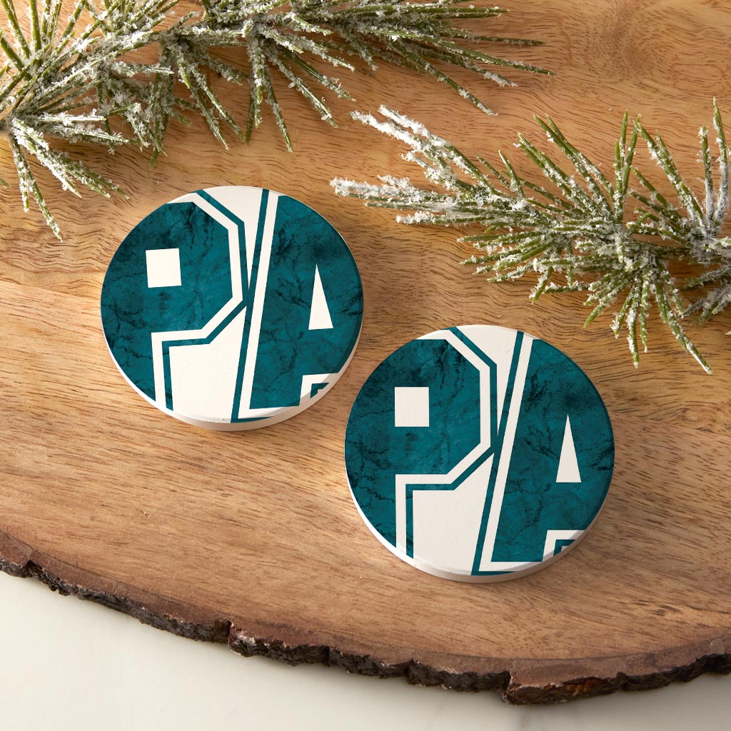 Modern Minimalist Pennsylvania White Initials| Absorbent Car Coasters | Set of 2 | Min 4
