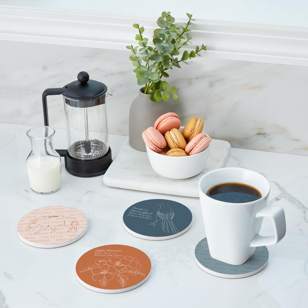Modern Minimalist Arkansas Animal Line Drawings | Absorbent Coasters | Set of 4 | Min 2