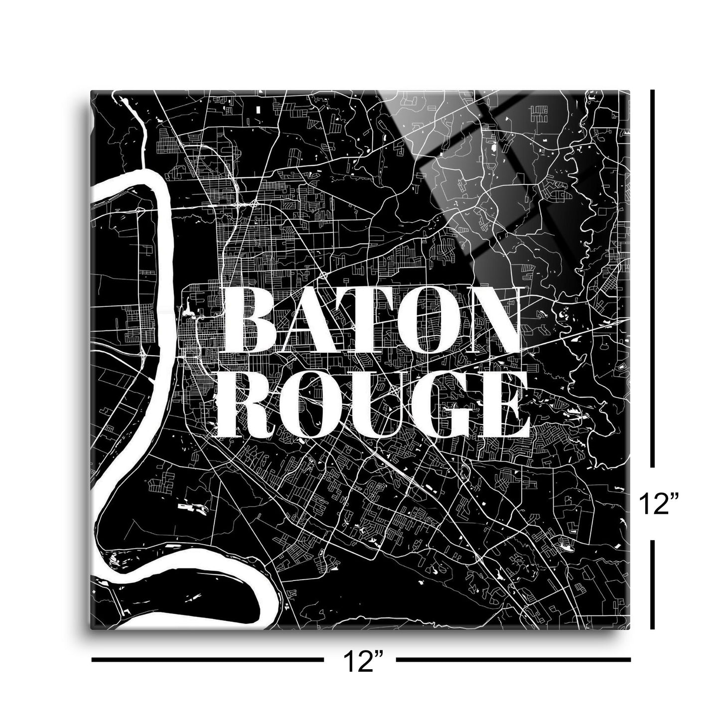 Modern Louisiana Baton Rouge Map | Hi-Def Glass Art | Eaches | Min 1
