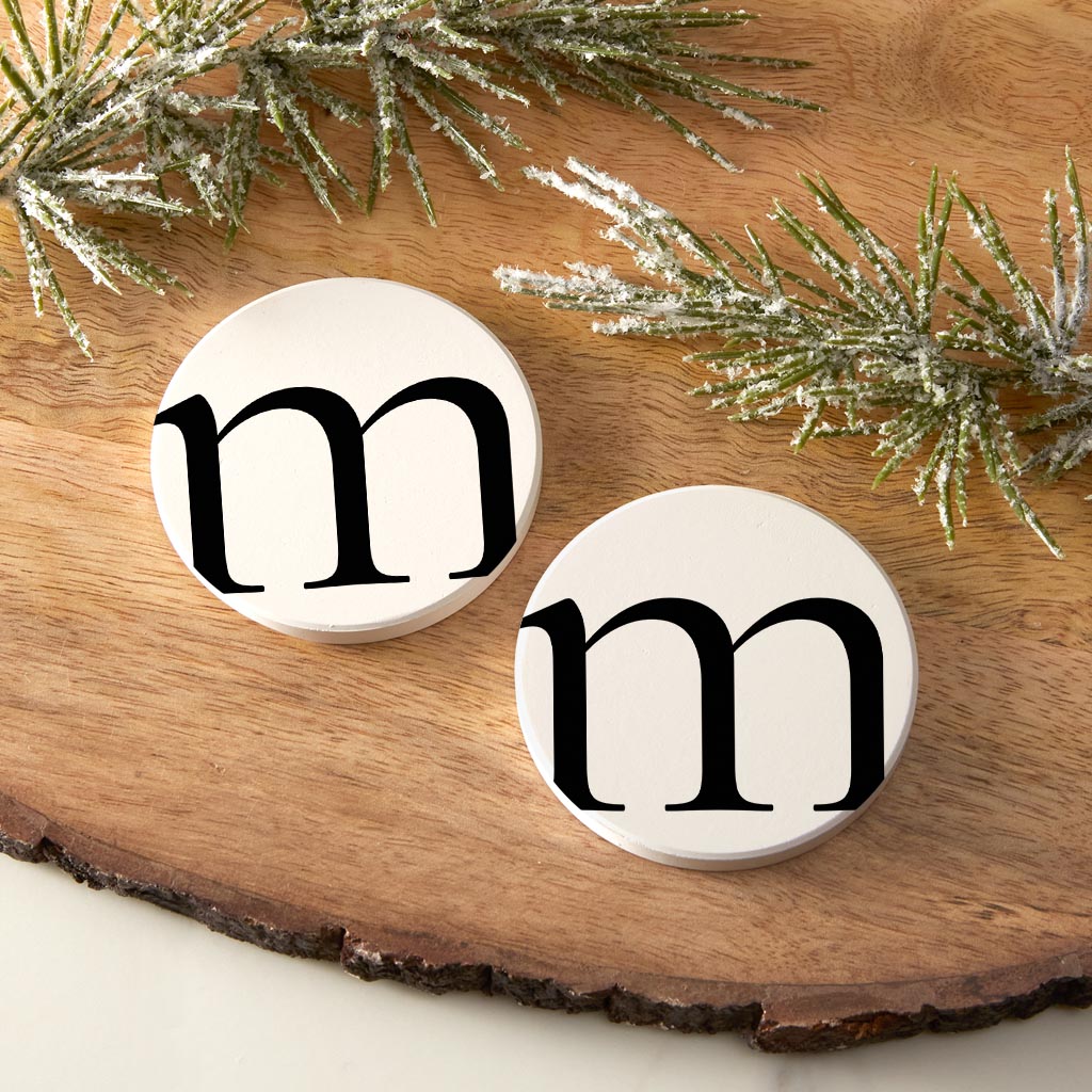 Minimalist Monogram M Circle | Absorbent Car Coasters | Set of 2 | Min 4