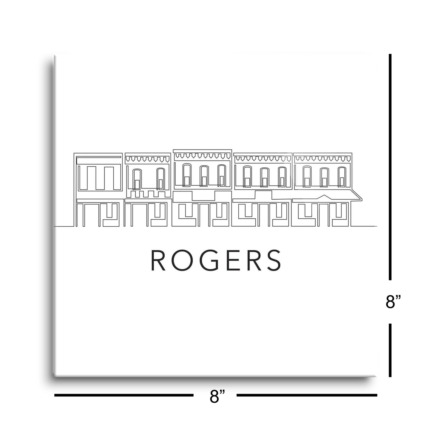 Minimalist B&W Arkansas Rogers Skyline | Hi-Def Glass Art | Eaches | Min 2