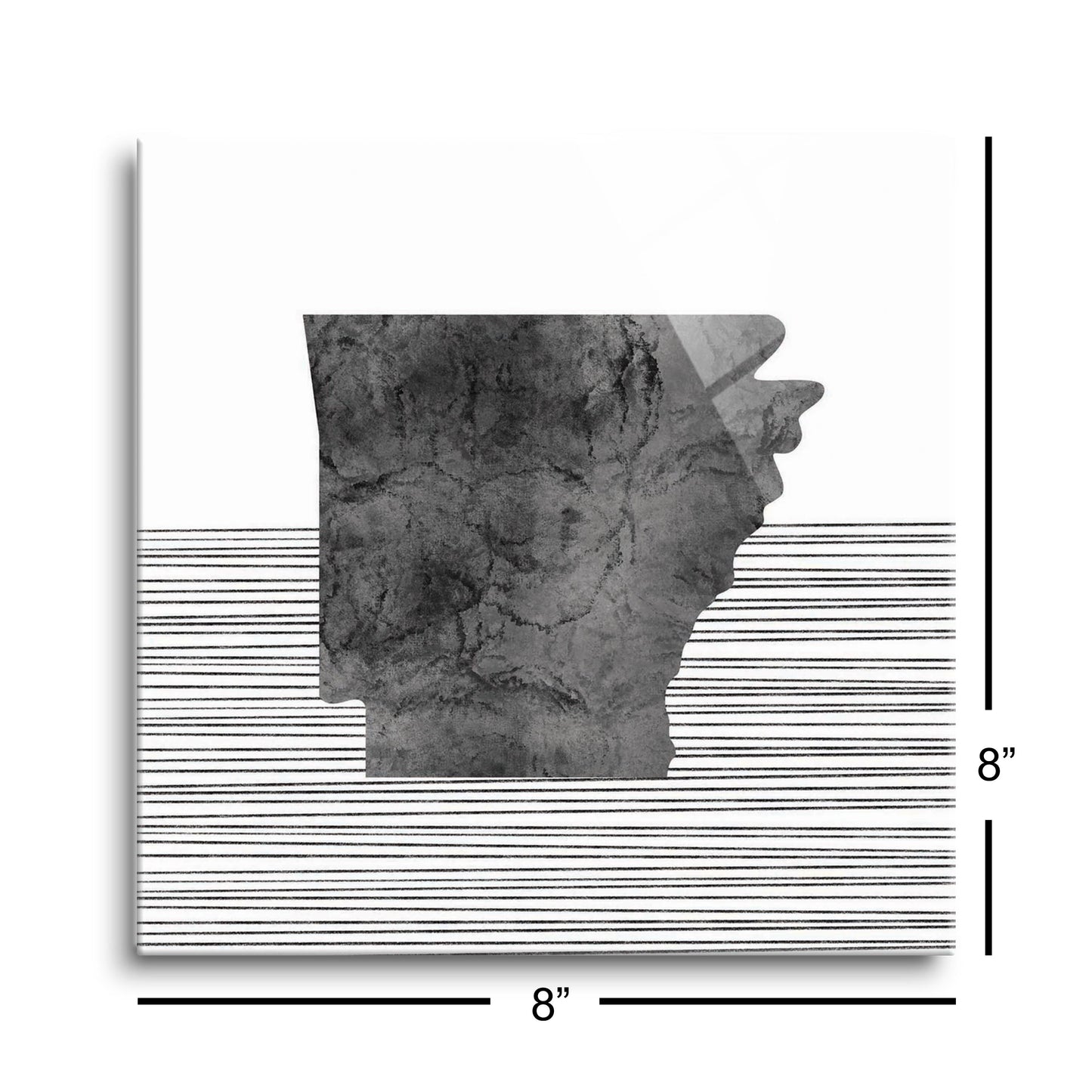 B&W Minimalist Arkansas Lines | Hi-Def Glass Art | Eaches | Min 2