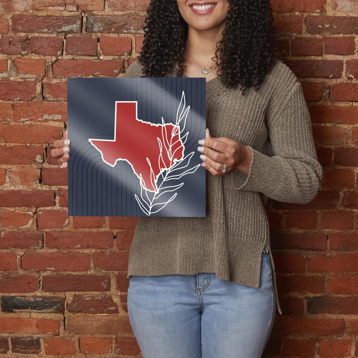 Modern Minimalist Texas Colors Shape Leaf | Hi-Def Glass Art | Eaches | Min 1