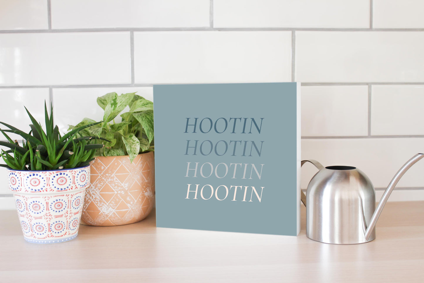 Modern Minimalist Arkansas Hootin | Wood Block | Eaches | Min 2