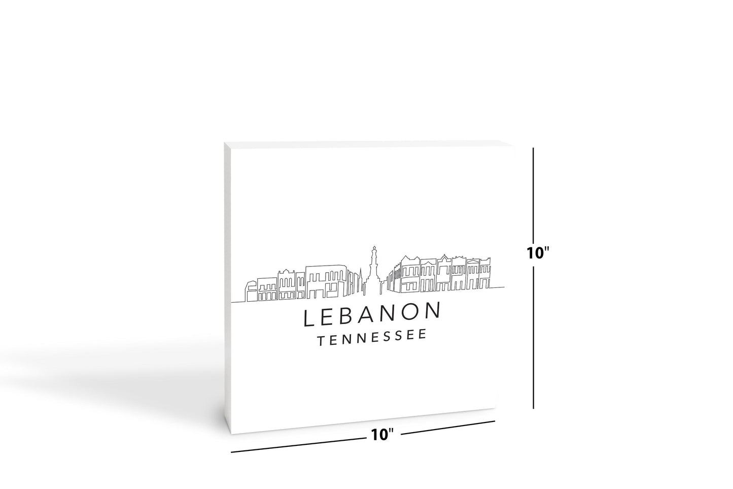 Minimalist B&W Tennessee Lebanon Skyline | Wood Block | Eaches | Min 2