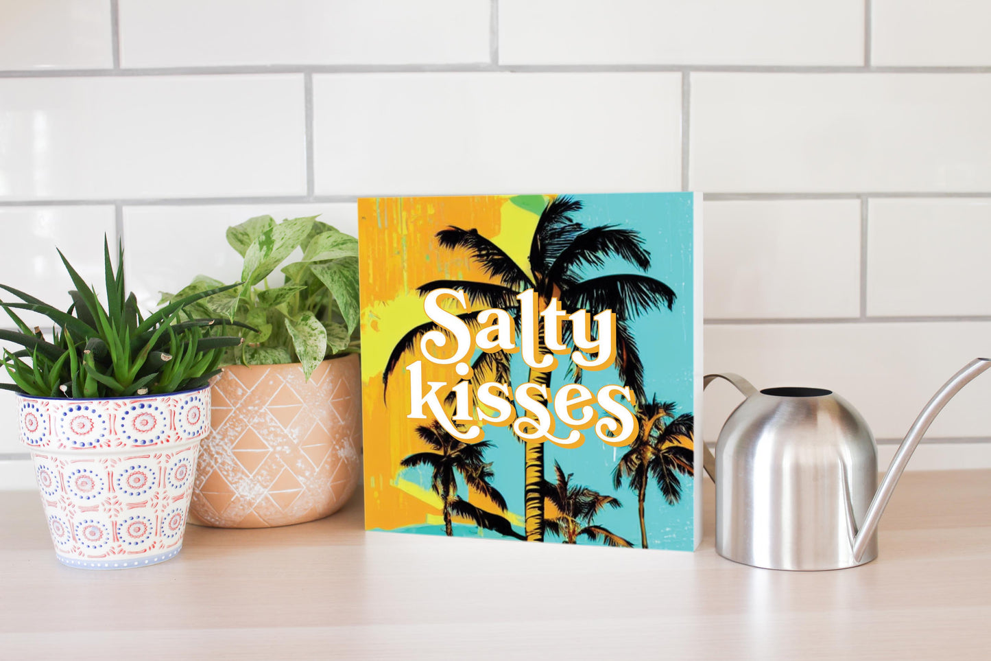 Salty Kisses Palm Trees | Wood Block | Eaches | Min 2