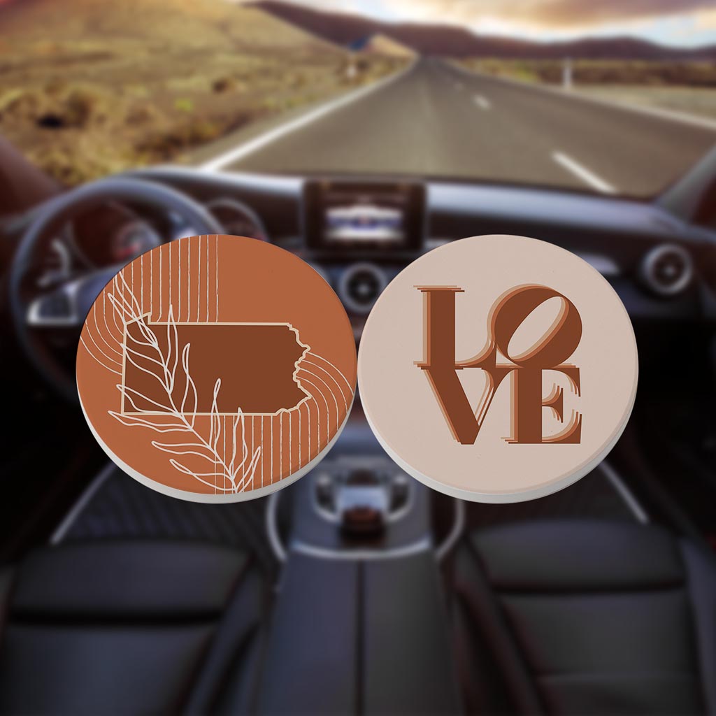 Modern Minimalist Pennsylvania State Love Light| Absorbent Car Coasters | Set of 2 | Min 4