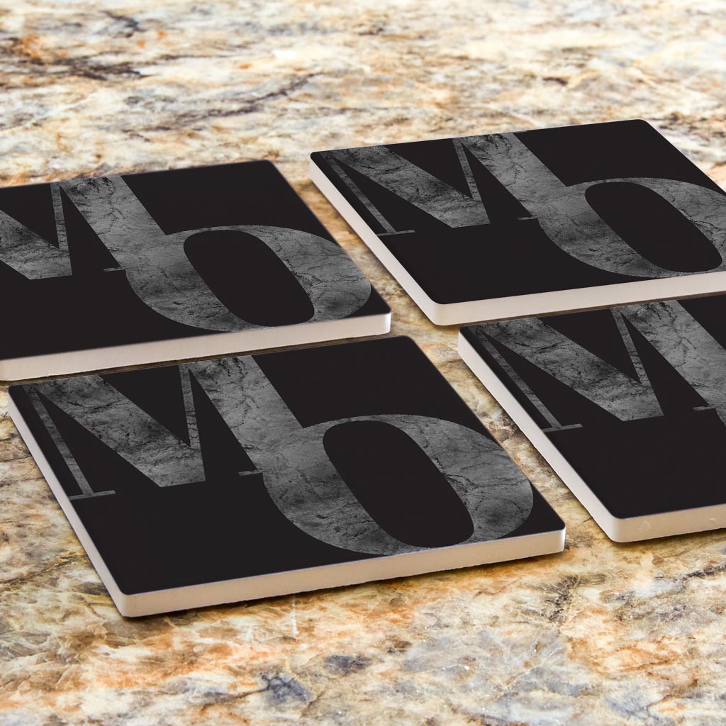 Minimalist B&W Missouri Black Initials | Absorbent Coasters | Set of 4 | Min 2