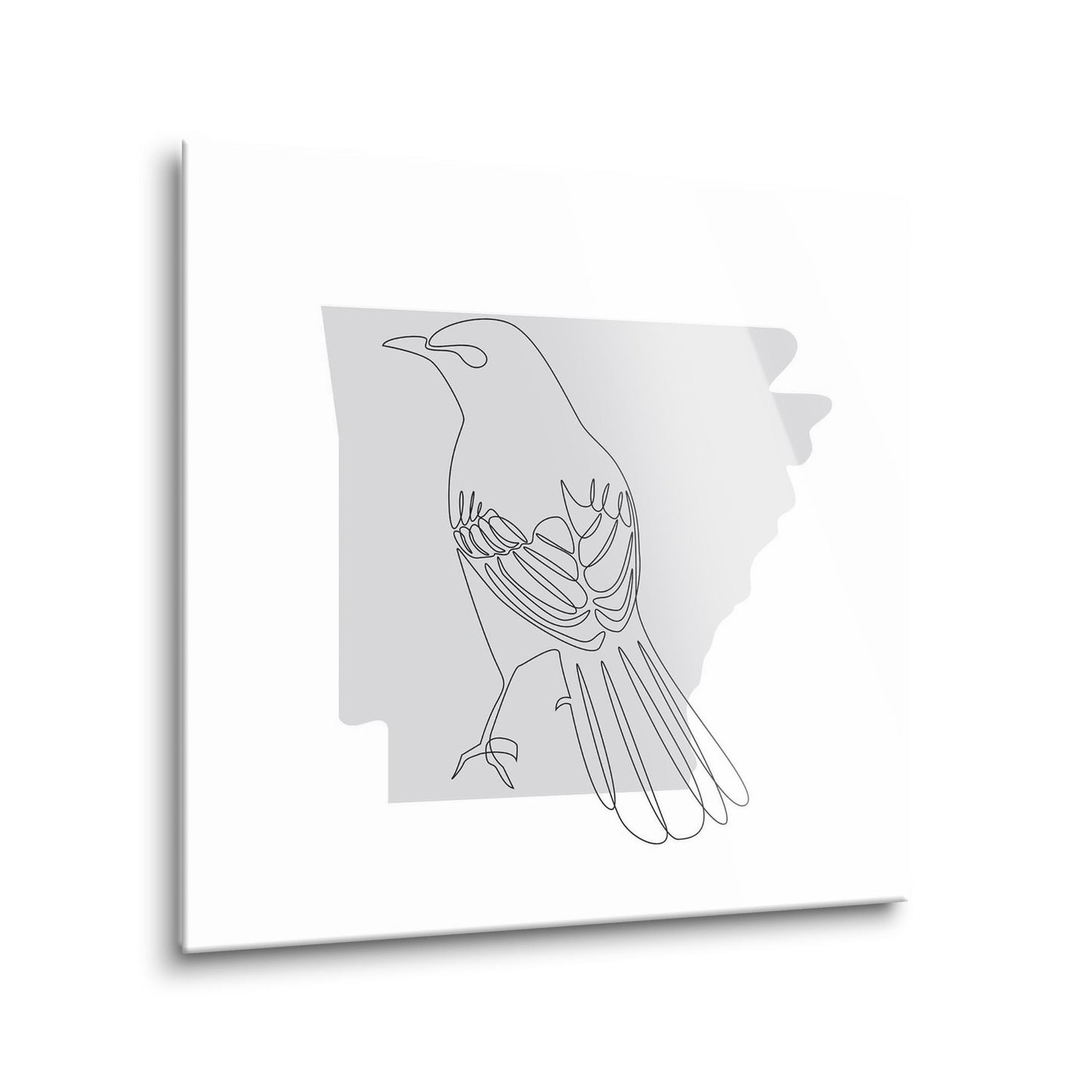 B&W Minimalist Arkansas Single Line Bird | Hi-Def Glass Art | Eaches | Min 1