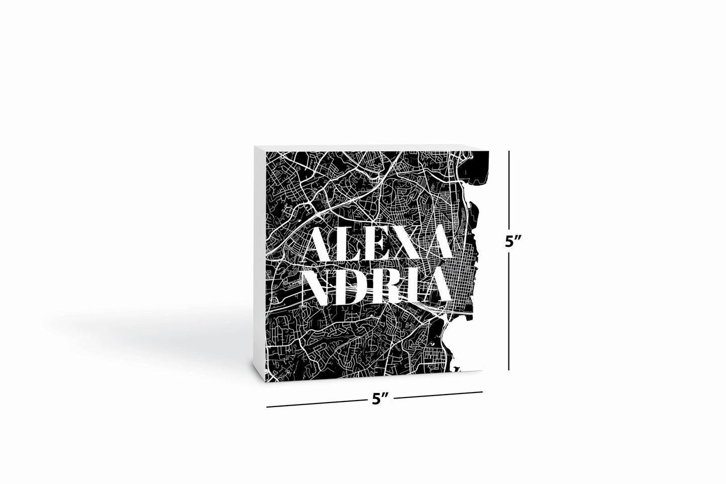Minimalistic B&W Virginia Alexandria Map | Wood Block | Eaches | Min 4