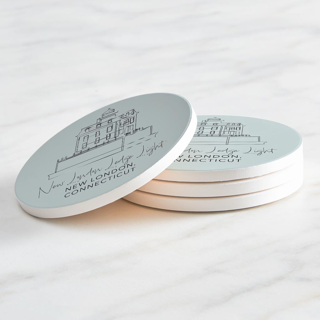 New London Lodge Light Muted Coastal| Absorbent Coasters | Set of 4 | Min 2