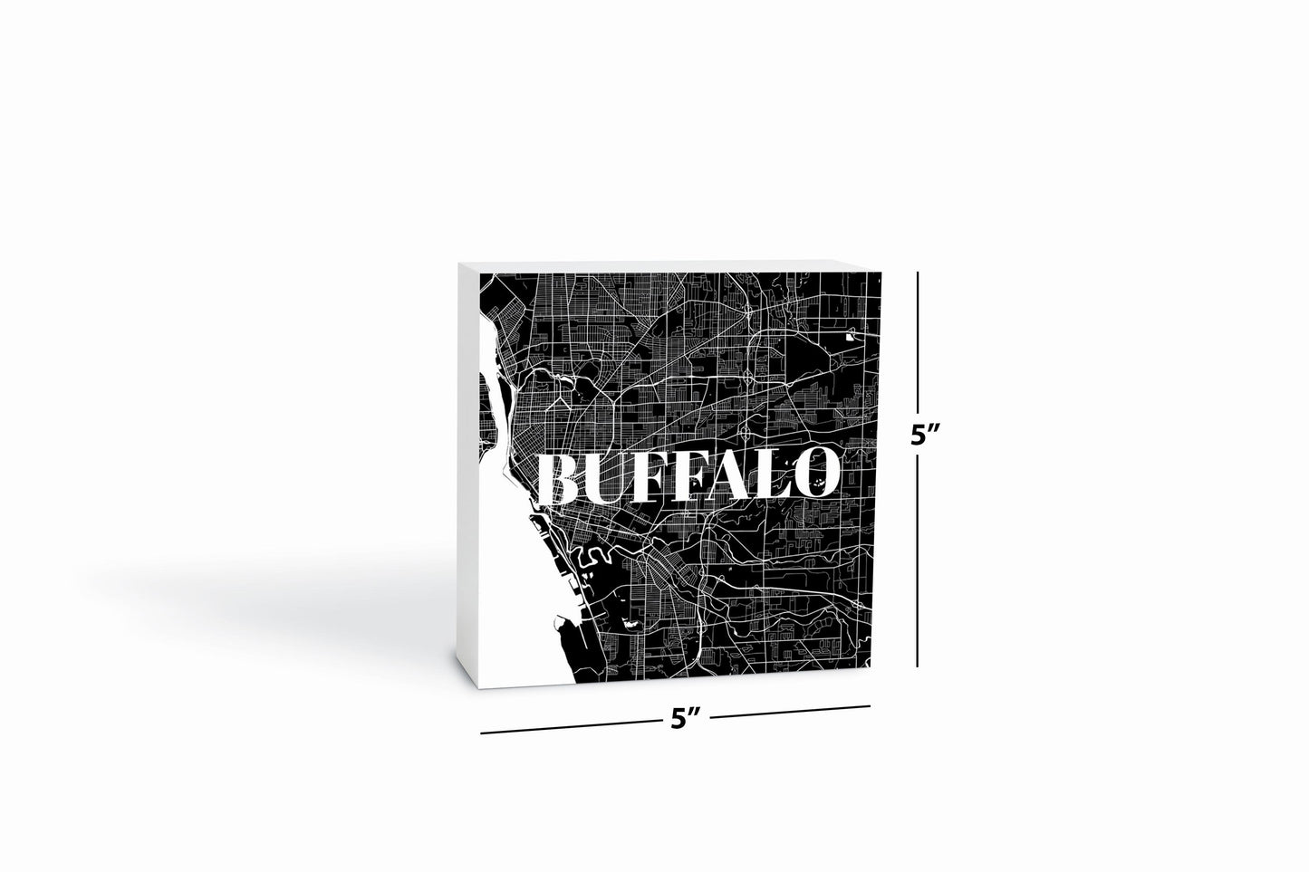 Minimalistic B&W New York Buffalo Map | Wood Block | Eaches | Min 4