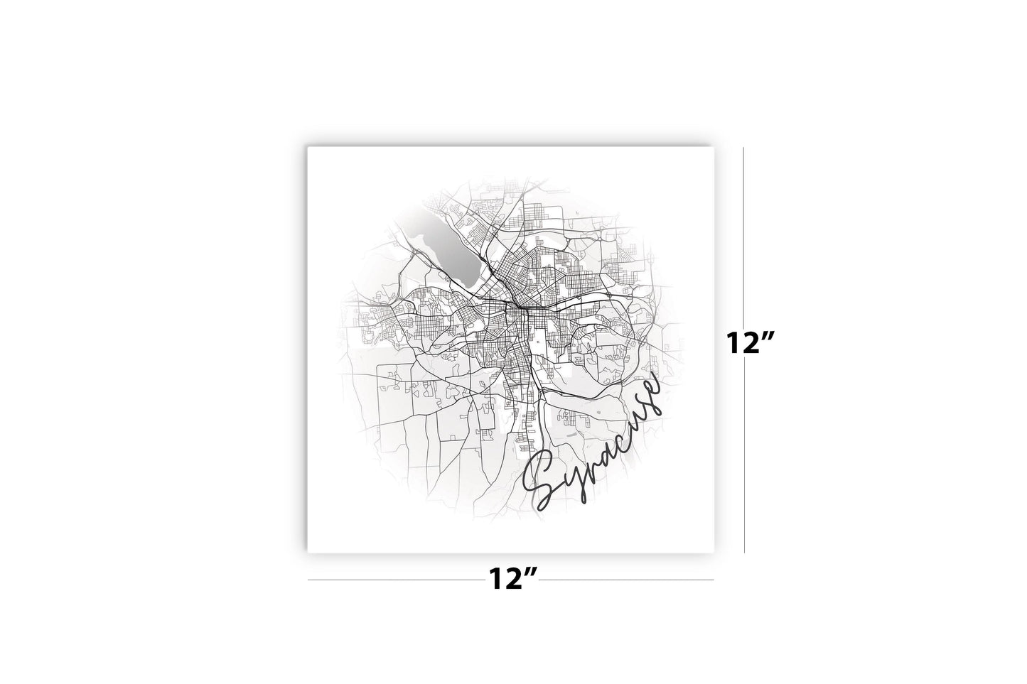 Minimalistic B&W New York Syracuse Faded Circle Map | Wood Sign | Eaches | Min 2