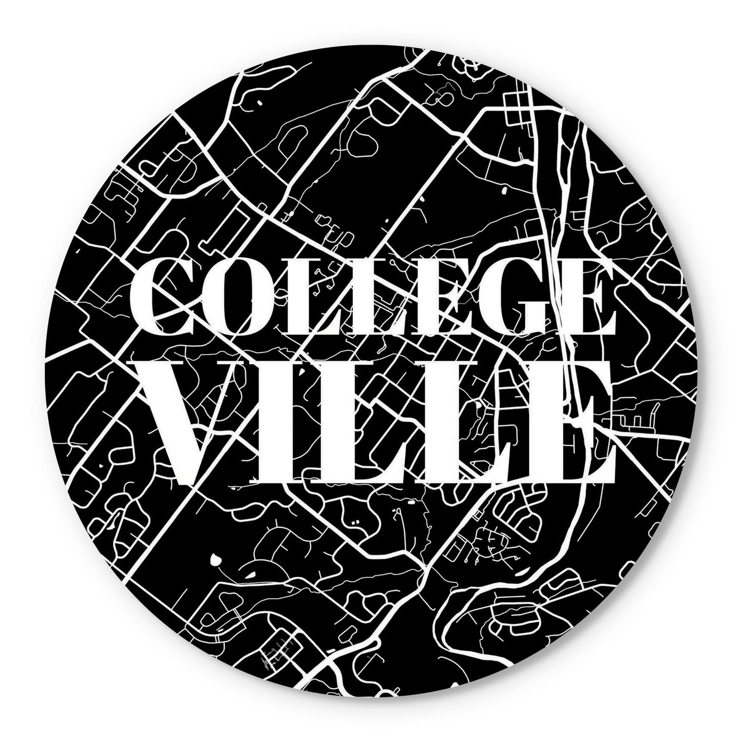 Minimalistic B&W Pennsylvania Collegeville Map | Wood Sign | Eaches | Min 1