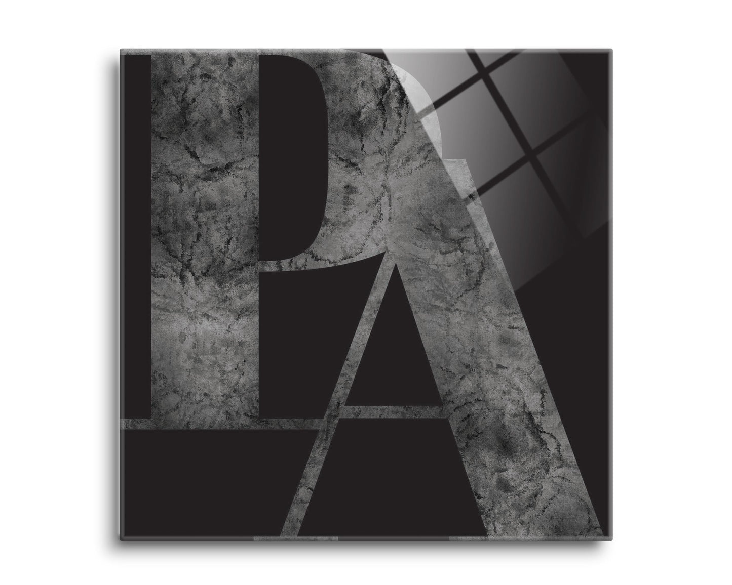 Minimalistic B&W Pennsylvania Black Initials | Hi-Def Glass Art | Eaches | Min 2