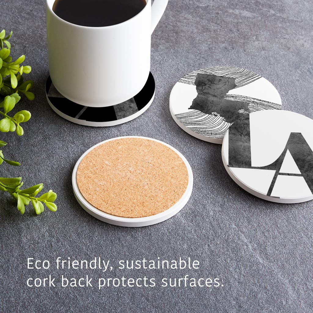 Modern Black White Louisiana Set | Absorbent Coasters | Set of 4 | Min 2