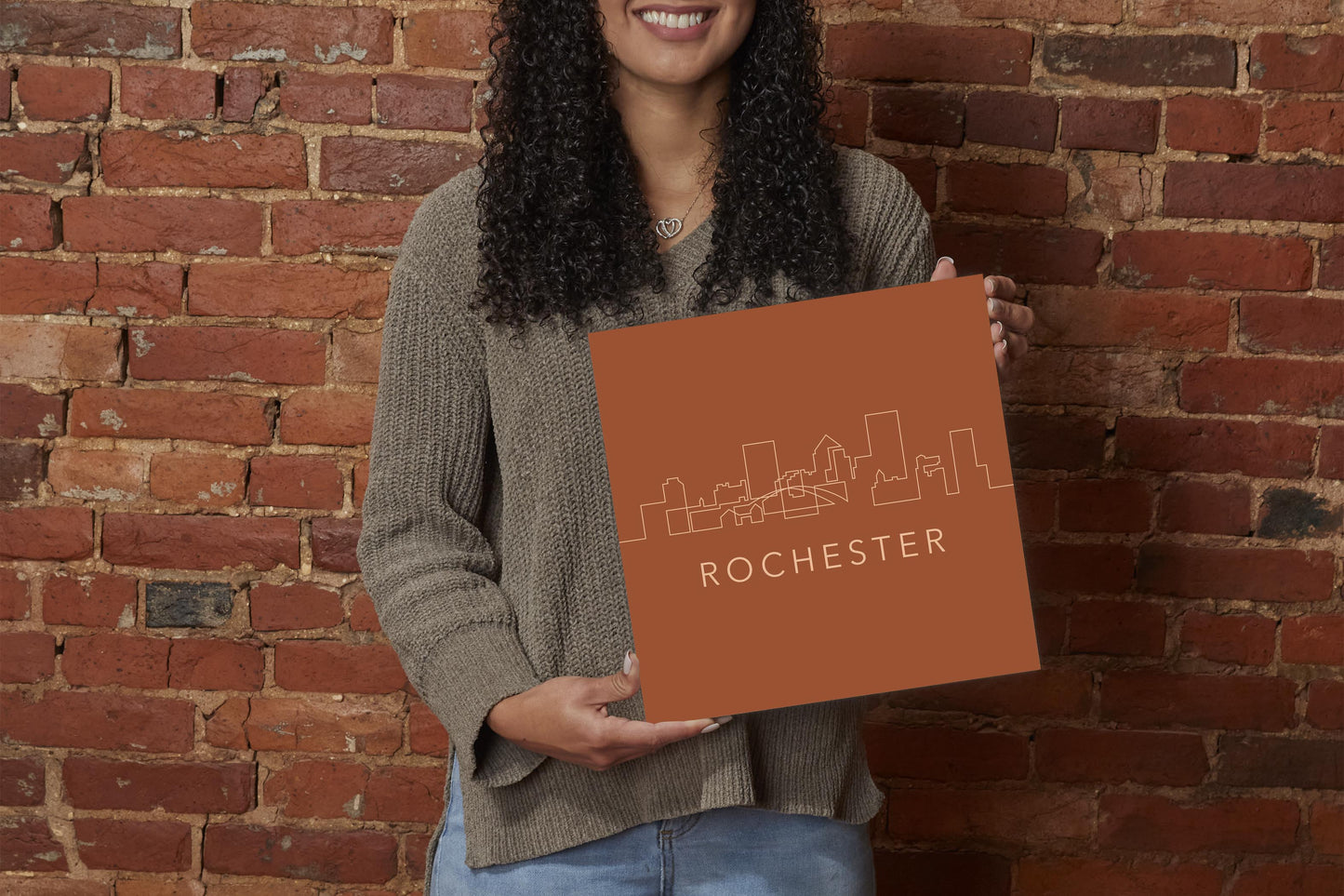 Modern Minimalist New York Rochester Skyline | Wood Sign | Eaches | Min 2