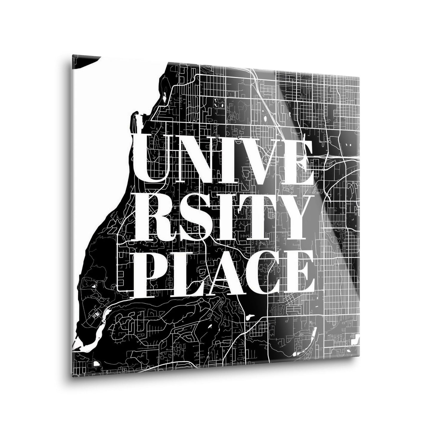 Minimalistic B&W Washington University Place Map | Hi-Def Glass Art | Eaches | Min 1