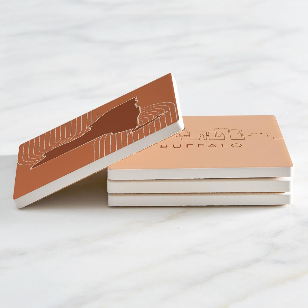 Modern Minimalist New York State Shapes Skylines | Absorbent Coasters | Set of 4 | Min 2