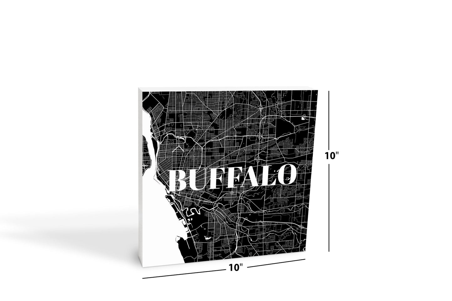 Minimalistic B&W New York Buffalo Map | Wood Block | Eaches | Min 2